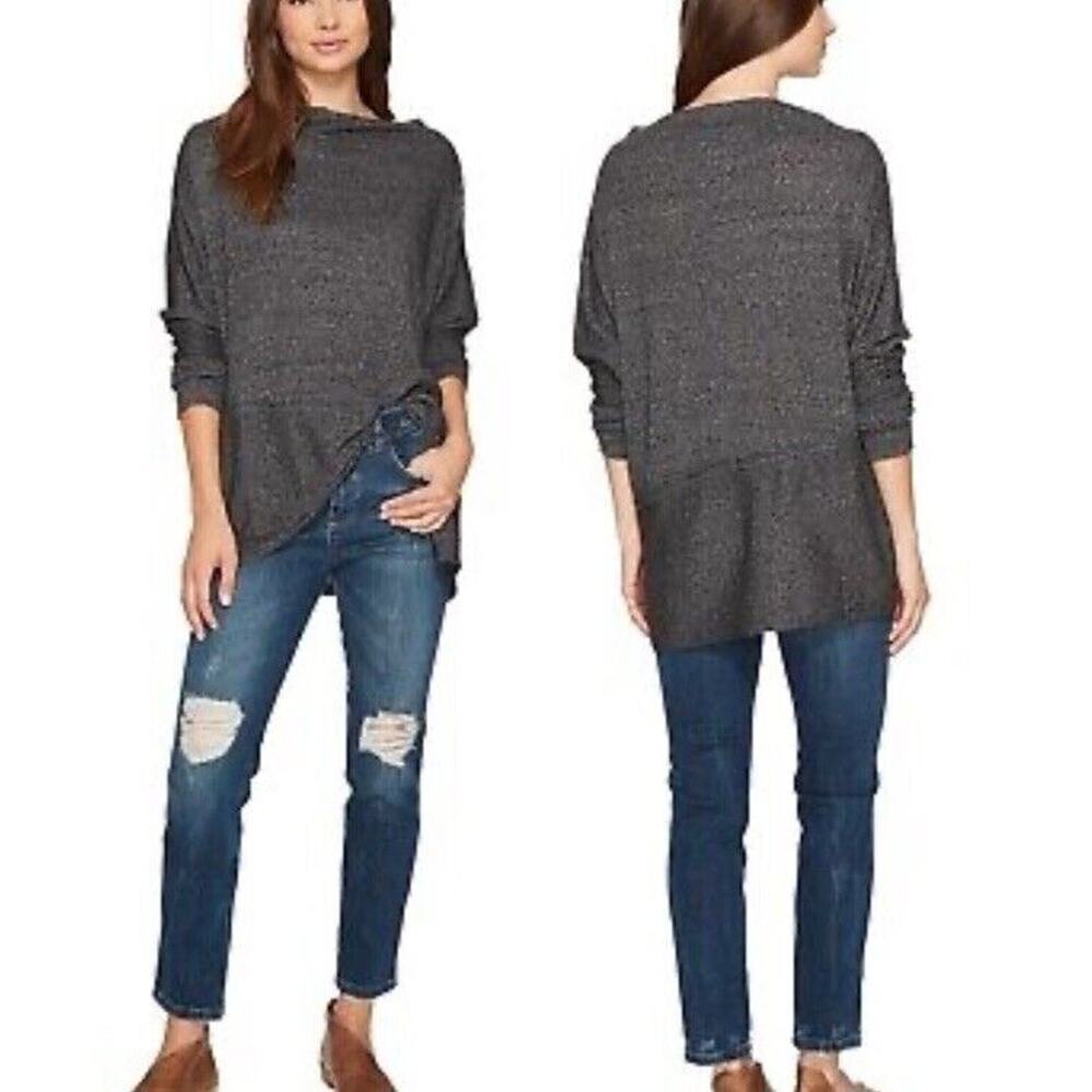 We the Free Londontown Thermal Top Women's Medium Gray Off Shoulder Long‎ Sleeve